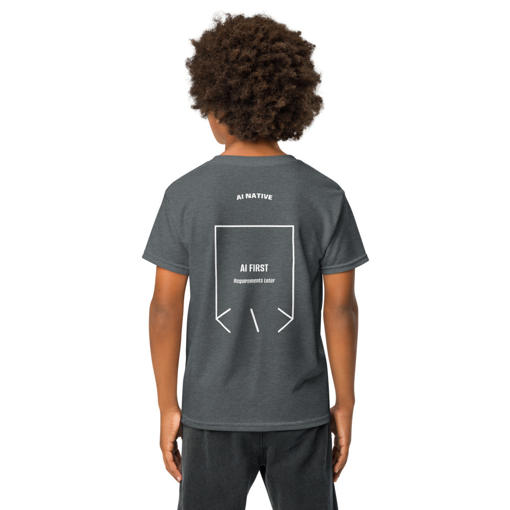 AI First — Dark Heather White back mockup