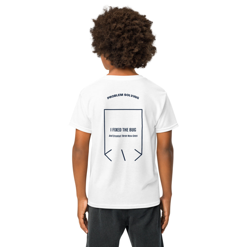 I Fixed The Bug — White Navy back mockup