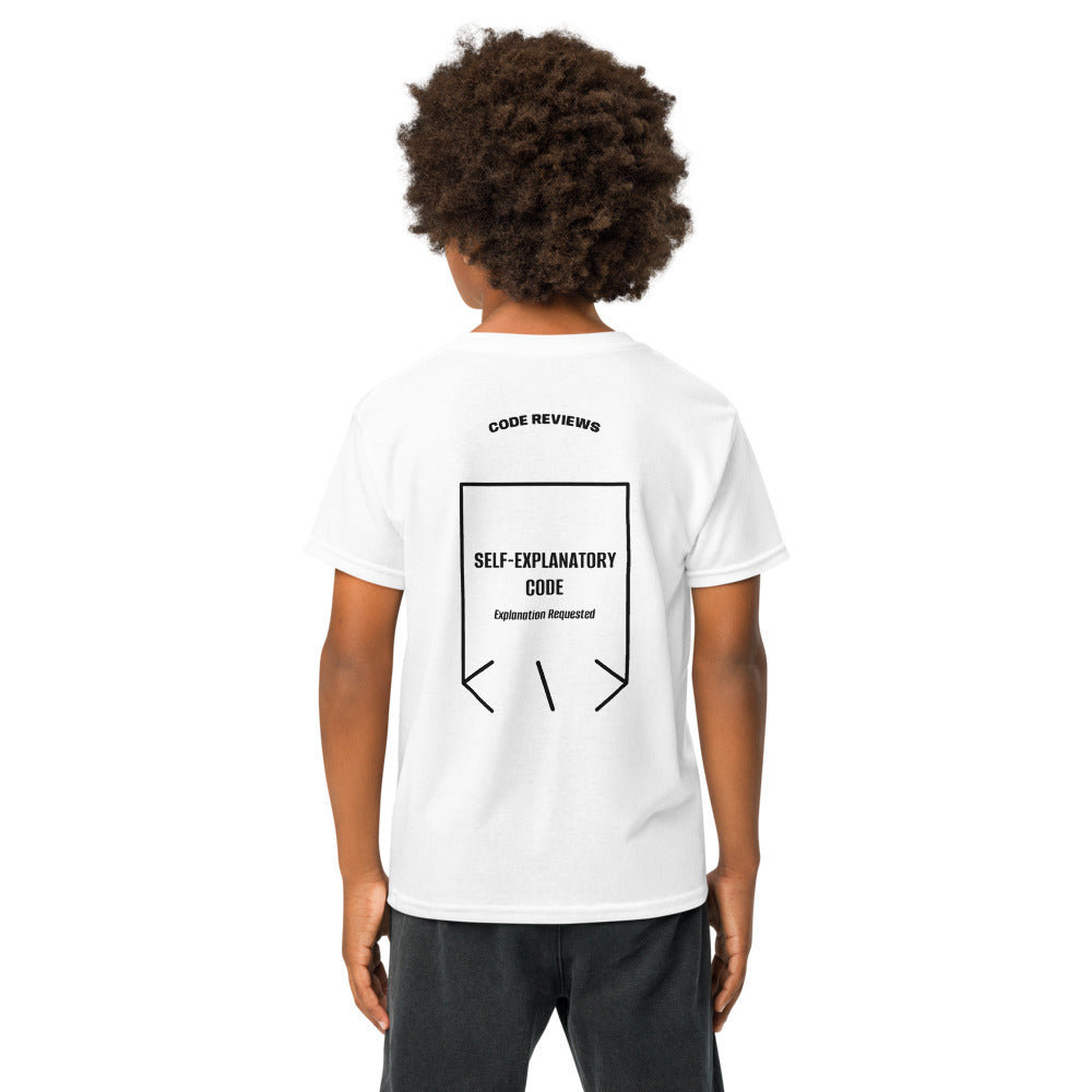Self-Explanatory Code — White Black back mockup